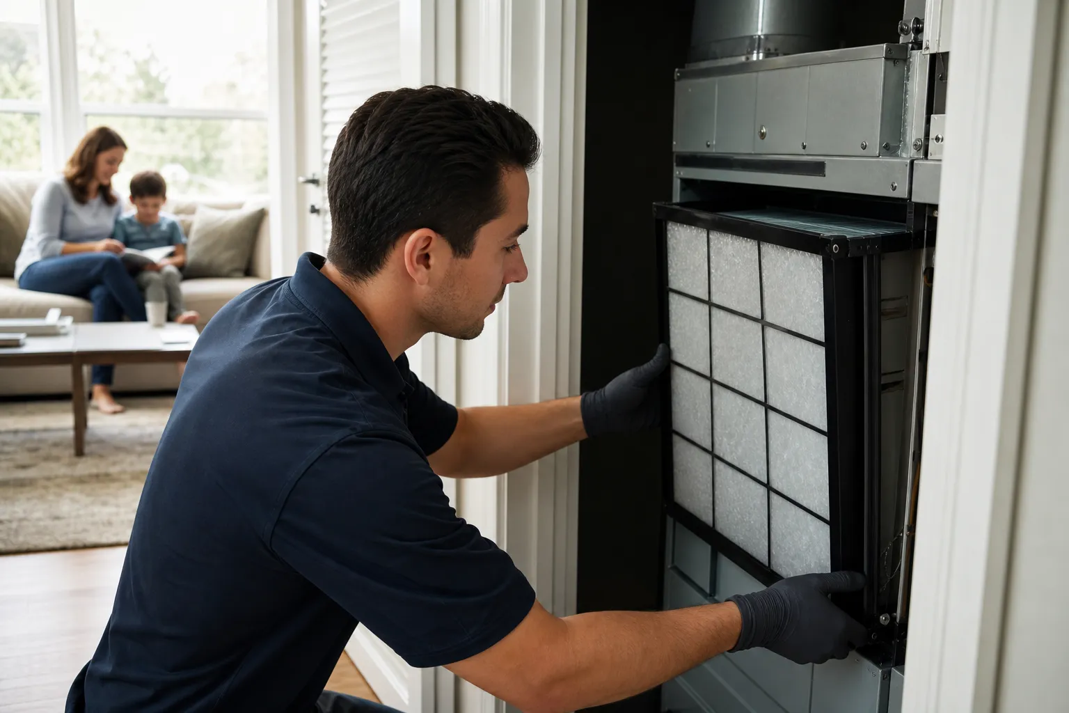 Whole-home air cleaner installation